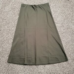 J. Crew Gwyneth Slip Skirt Olive Green Satin Midi Size Small